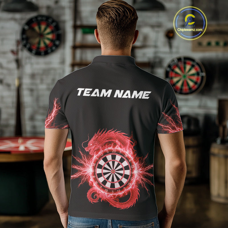 Custom Dragon Lighting Red Dartboard Dart Polo Jerseys For Men Dart Team Shirt NYN1724