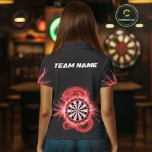 Load image into Gallery viewer, Custom Dragon Lighting Red Dartboard Dart Polo Jerseys For Women Dart Team Shirt NYN1724