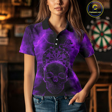 Load image into Gallery viewer, Custom Purple Skull Lightning Dartboard Dart Polo Jerseys For Women Outfits Dart Shirts NYN1728