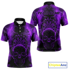 Load image into Gallery viewer, Custom Purple Skull Lightning Dartboard Dart Polo Jerseys For Men Outfits Dart Shirts NYN1728