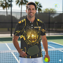 Load image into Gallery viewer, Custom Black And Yellow Gold Crown Pickleball 3D Ball Jerseys Men Pickleball League Shirts NYN2228