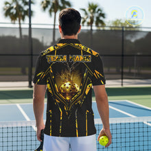 Load image into Gallery viewer, Custom Black And Yellow Gold Crown Pickleball 3D Ball Jerseys Men Pickleball League Shirts NYN2228