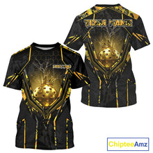 Load image into Gallery viewer, Custom Black And Yellow Gold Crown Pickleball 3D Ball Jerseys Men Pickleball League Shirts NYN2228