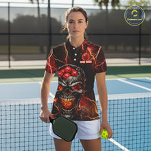Load image into Gallery viewer, Custom Lightning Thunder Skull Red Muti-Ball Pickleball Jerseys Women Pickleball League Shirts NYN2232