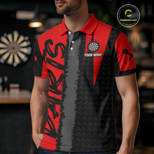 Load image into Gallery viewer, Men's Custom Dart Shirt - Maroon &amp; Black Pattern With Bold Darts | Personalized Name NYN0326