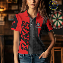 Load image into Gallery viewer, Women's Custom Dart Shirt - Maroon &amp; Black Pattern With Bold Darts | Personalized Name NYN0326