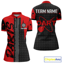 Load image into Gallery viewer, Women's Custom Dart Shirt - Maroon &amp; Black Pattern With Bold Darts | Personalized Name NYN0326