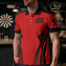 Load image into Gallery viewer, Men's Custom Darts Team Shirt - Crimson &amp; Black Dartboard | Name Personalization NYN0327