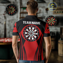Load image into Gallery viewer, Men's Custom Darts Team Shirt - Crimson &amp; Black Dartboard | Name Personalization NYN0327