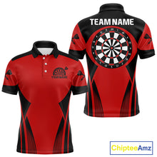 Load image into Gallery viewer, Men's Custom Darts Team Shirt - Crimson &amp; Black Dartboard | Name Personalization NYN0327