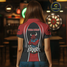 Load image into Gallery viewer, Women’s Custom Darts Shirt - Crimson Bull And Standard Dart Board | Personalized Name NYN0329