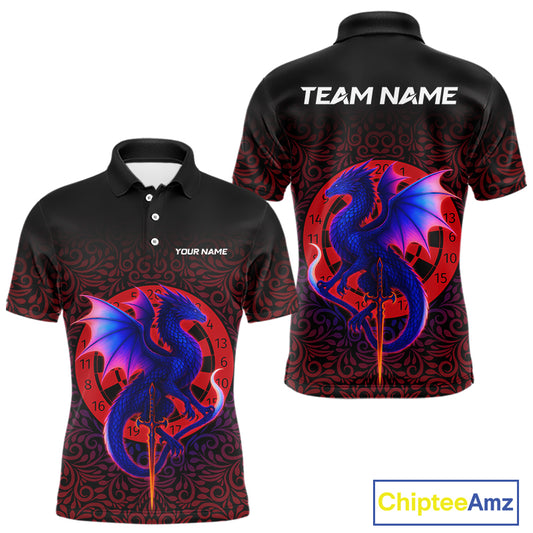 Colorful Gradient Dragon Dartboard Red Men's Darts Shirt - Custom Name & Team Jersey NYN0589
