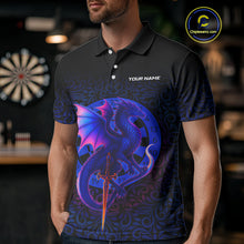 Load image into Gallery viewer, Colorful Gradient Dragon Dartboard Blue Men's Darts Shirt - Custom Name &amp; Team Jersey NYN0590