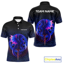 Load image into Gallery viewer, Colorful Gradient Dragon Dartboard Blue Men's Darts Shirt - Custom Name &amp; Team Jersey NYN0590