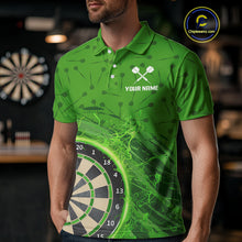 Load image into Gallery viewer, Green Dartboard Lightning Circle Men's Darts Shirt - Custom Name &amp; Team Jersey NYN0595