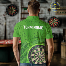 Load image into Gallery viewer, Green Dartboard Lightning Circle Men's Darts Shirt - Custom Name &amp; Team Jersey NYN0595