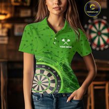 Load image into Gallery viewer, Green Dartboard Lightning Circle Women's Darts Shirt - Custom Name &amp; Team Jersey NYN0595