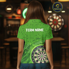 Load image into Gallery viewer, Green Dartboard Lightning Circle Women's Darts Shirt - Custom Name &amp; Team Jersey NYN0595