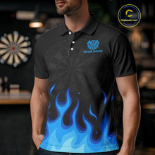 Load image into Gallery viewer, Blue Flaming Dartboard Grey Skull Darts Shirt For Men - Custom Name &amp; Team Jersey NYN0597