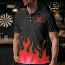 Load image into Gallery viewer, Maroon Flaming Dartboard Grey Skull Darts Shirt For Men - Custom Name &amp; Team Jersey NYN0598