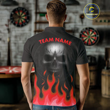 Load image into Gallery viewer, Maroon Flaming Dartboard Grey Skull Darts Shirt For Men - Custom Name &amp; Team Jersey NYN0598
