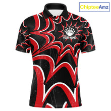 Load image into Gallery viewer, Funny Rabbit men's bowling polo shirt, personalized bowling team jersey, black red bowling apparel, bowling gift for men