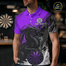 Load image into Gallery viewer, Purple Grunge Dragon Dartboard Custom Men Darts Polo League Shirts Dragon Dart Jerseys NYN2238