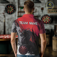 Load image into Gallery viewer, Red Grunge Dragon Dartboard Custom Men Darts Polo League Shirts Dragon Dart Jerseys NYN2239