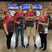 Load image into Gallery viewer, Red Grunge Dragon Dartboard Custom Men Darts Polo League Shirts Dragon Dart Jerseys NYN2239