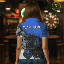 Load image into Gallery viewer, Blue Grunge Dragon Dartboard Custom Women Darts Polo League Shirts Dragon Dart Jerseys NYN2240