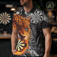 Load image into Gallery viewer, Orange Leopard Flame Dartboard Custom Men Darts Polo League Shirts Grunge Dart Jerseys NYN2241