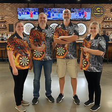 Load image into Gallery viewer, Orange Leopard Flame Dartboard Custom Women Darts Quarter-Zip League Shirts Grunge Dart Jerseys NYN2241