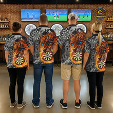 Load image into Gallery viewer, Orange Leopard Flame Dartboard Custom Women Darts Quarter-Zip League Shirts Grunge Dart Jerseys NYN2241