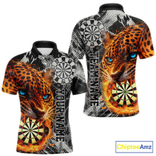 Load image into Gallery viewer, Orange Leopard Flame Dartboard Custom Men Darts Polo League Shirts Grunge Dart Jerseys NYN2241