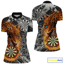 Load image into Gallery viewer, Orange Leopard Flame Dartboard Custom Women Darts Quarter-Zip League Shirts Grunge Dart Jerseys NYN2241