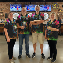 Load image into Gallery viewer, Custom Colorful Skull Dart Arrow Fire Flame Men Darts Polo League Shirts Dart Jerseys NYN2242