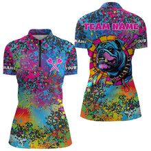Load image into Gallery viewer, Custom Colorful Bulldog Funny Dart Shirts Polo &amp; 1/4 Zip For Women, Dart Jerseys NYN0007