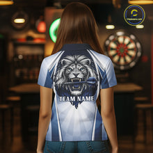 Load image into Gallery viewer, Personalized Blue And Silver Funny Lion Darts Shirt Lion Darts Polo &amp; 1/4-Zip For Women Darts Gifts NYN2899