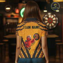Load image into Gallery viewer, Custom Yellow Claws Pattern Darts Women Polo 14-Zip Shirt, Funny Parrot Darts Team Attire NYN3120