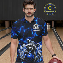 Load image into Gallery viewer, Funny Sleeping Raccoon Mens Bowling Shirt Custom Thunder Lightning Cute Bowling Team Outfits NYN3284