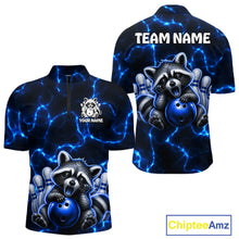 Load image into Gallery viewer, Funny Raccoon Mens Bowling 1/4-Zip Shirt Custom Lightning Cute Bowling Team Outfits