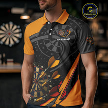 Load image into Gallery viewer, Cracked Dartboard &amp; Dart Arrows Orange Darts Shirt For Men - Custom Name &amp; Team NYN0602