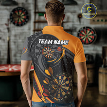 Load image into Gallery viewer, Cracked Dartboard &amp; Dart Arrows Orange Darts Shirt For Men - Custom Name &amp; Team NYN0602