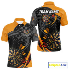 Load image into Gallery viewer, Cracked Dartboard &amp; Dart Arrows Orange Darts Shirt For Men - Custom Name &amp; Team NYN0602