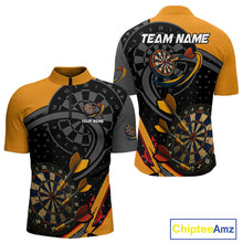 Load image into Gallery viewer, Cracked Dartboard &amp; Dart Arrows Orange Darts Shirt For Men - Custom Name &amp; Team NYN0602