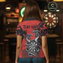 Load image into Gallery viewer, Black And Red Multi Cobra Grunge Dartboard Custom Women Polo Darts Shirt Dart Gifts NYN2018