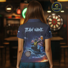 Load image into Gallery viewer, Funny Shark &amp; Skull US Flag Dartboard Custom Women Polo Darts Shirt Dart Jersey NYN2020
