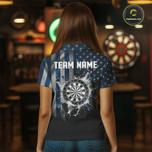 Load image into Gallery viewer, Custom Blue US Flag Water Dartboard Men Darts Polo League Shirts Patriotic Dart Jerseys NYN2246
