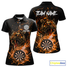 Load image into Gallery viewer, Custom Orange Horror Tiger Grunge Women Darts Polo League Shirts Splatter Dart Jerseys NYN2251