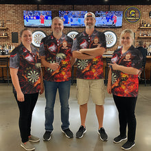 Load image into Gallery viewer, Red Smokes Flaming Eagle Dartboard Custom Men Darts Polo League Shirts Fire Dart Jerseys NYN2252